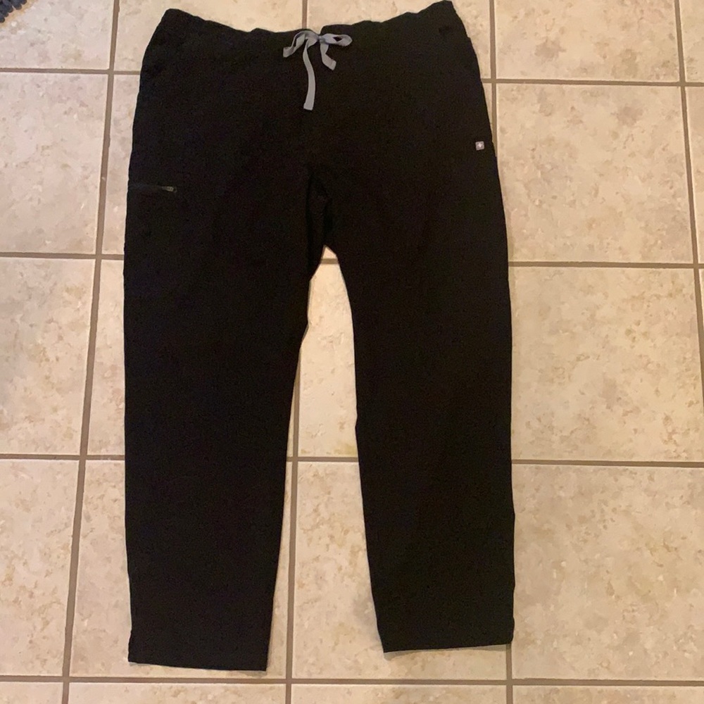 FIGS Yola Technical Collection Black Scrub Skinny Pants Pockets & Zips Size XL